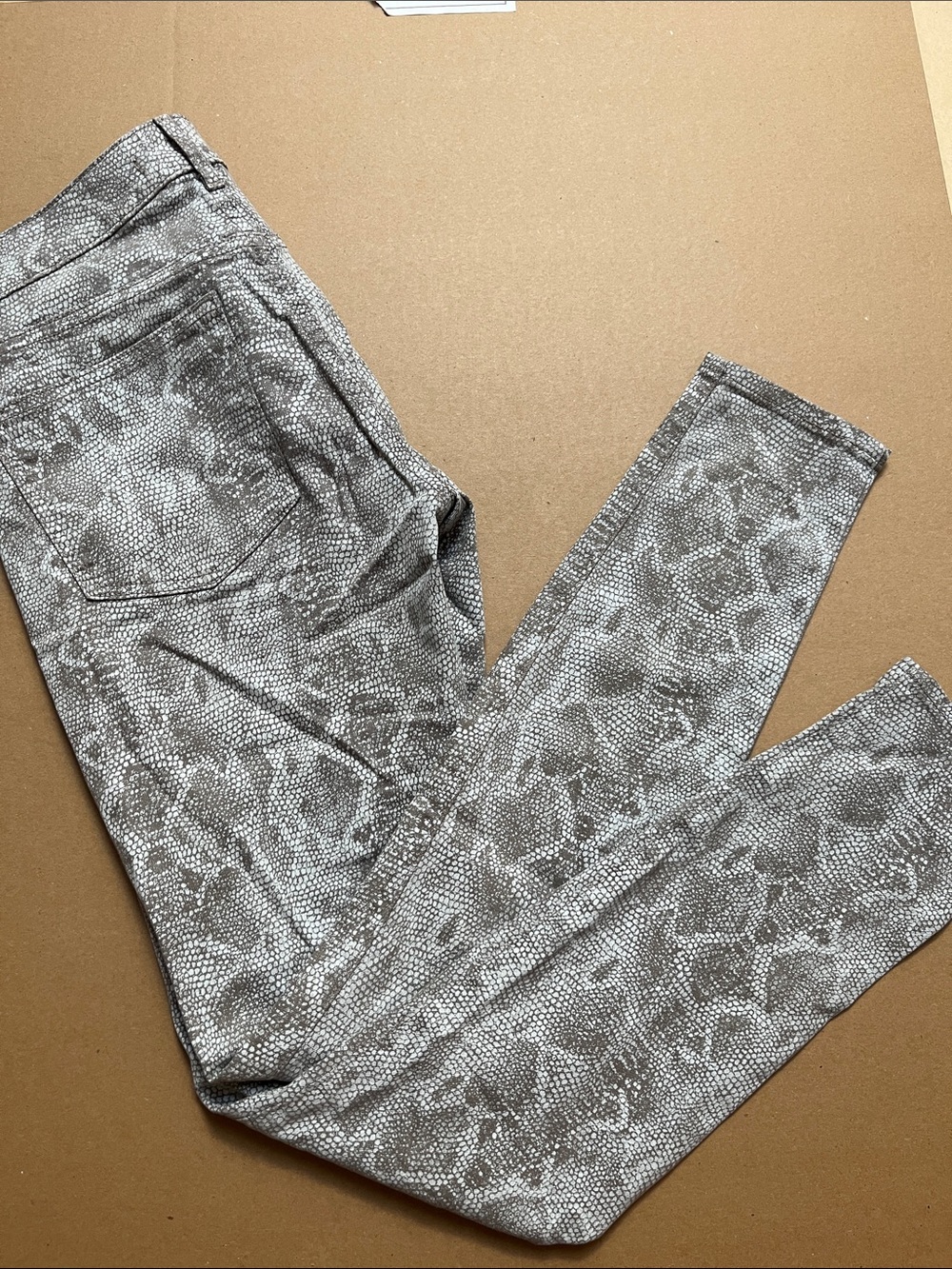 Rich & Skinny Python Snakeskin Print Grey Stretch Skinny Jeans Sz 27